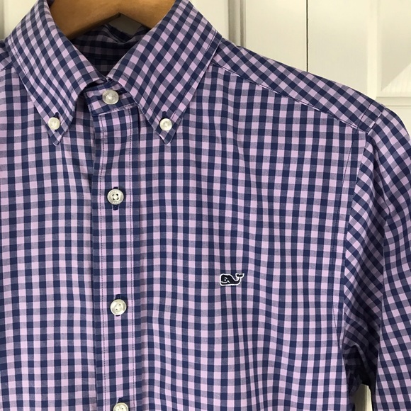 Vineyard Vines Slim Fit Whale Shirt Gingham Blue - Picture 3 of 6